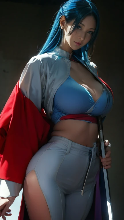8k, best quality, masterpiece:1.2), (realistic, photo-realistic:1.37), ultra-detailed, Japanese Young woman with perfect athletic yet curvy body with big asses and natural breasts (gigantic breasts)+++ and (colorful hair)+++ (in short Jpop outfit)+++ (open shirt buttons)+++ (Breast about To burst out from her clothes)+++ (japan flag on shirt)+++ (mini shorts pants), full body,