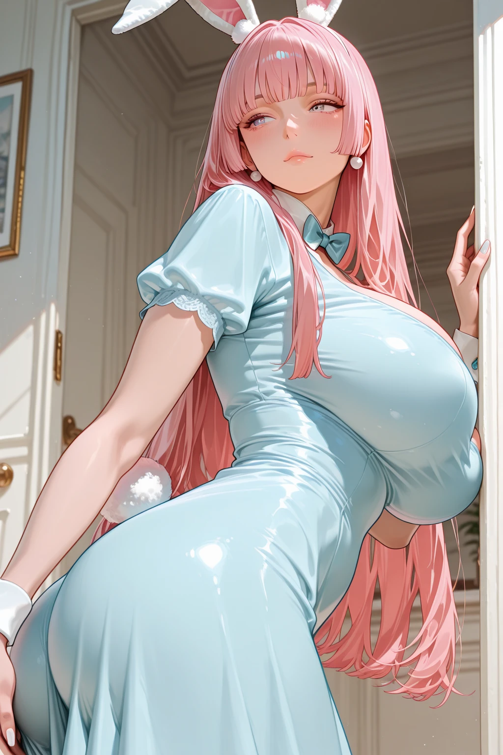 gigantic cleavage breasts，torn laundry，standing on your feet，Cleavage is seductive，exhilarated，areola of breast，At high temperatures，A MILF。did not wear panties，Smooth neck，No underwear，Tear pants，Underwear is torn，There are holes in the clothes，Pussy，Lots of yellow urine，（（leaked pee）），（（Grab your crotch））），（urine，Be red in the face），embarressed，（There is a pool of urine under the feet）