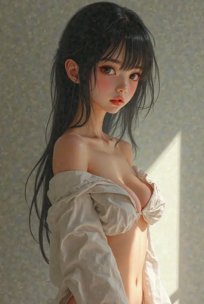 1 girl, anime, maid, bikini, naked, nipple, realistic