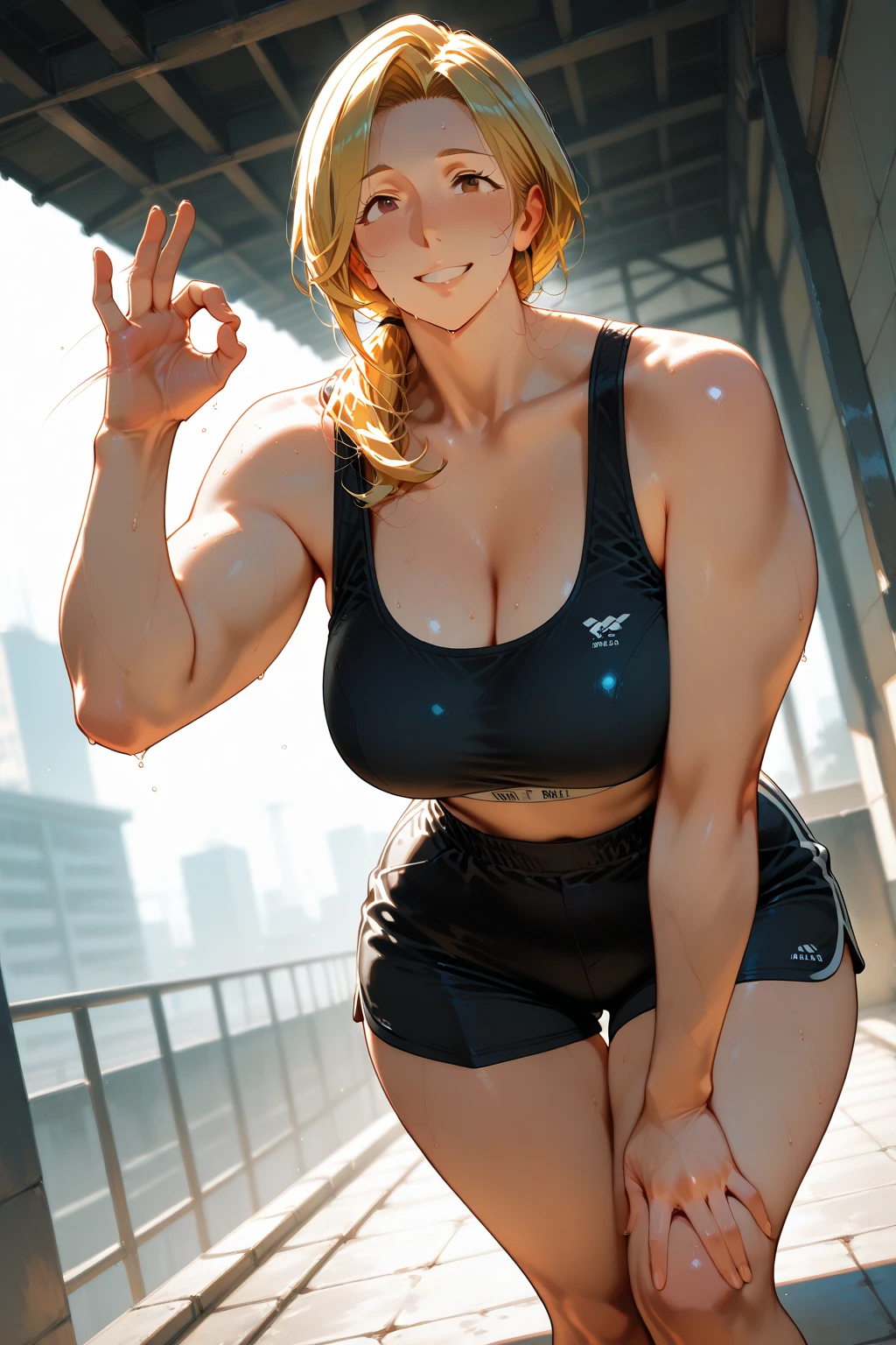 (masterpiece, best quality, ultra-detailed, 8k, wallpaper, photorealistic), (medium shot, from behind), ((((Massive Female Bodybuilder)))), (((huge muscular ass))), ((wide hips)), (slim waist), (((wide shoulders))), ((((Huge breasts)))), , perfect hands, perfect anatomy, large cleavage, long round legs, round ass, ((Kate Upton in a pure white wet two-piece bikini)), ((wet skin)), ((wet short blond hair)), ((one hand on the back of her head)), ((poolside))