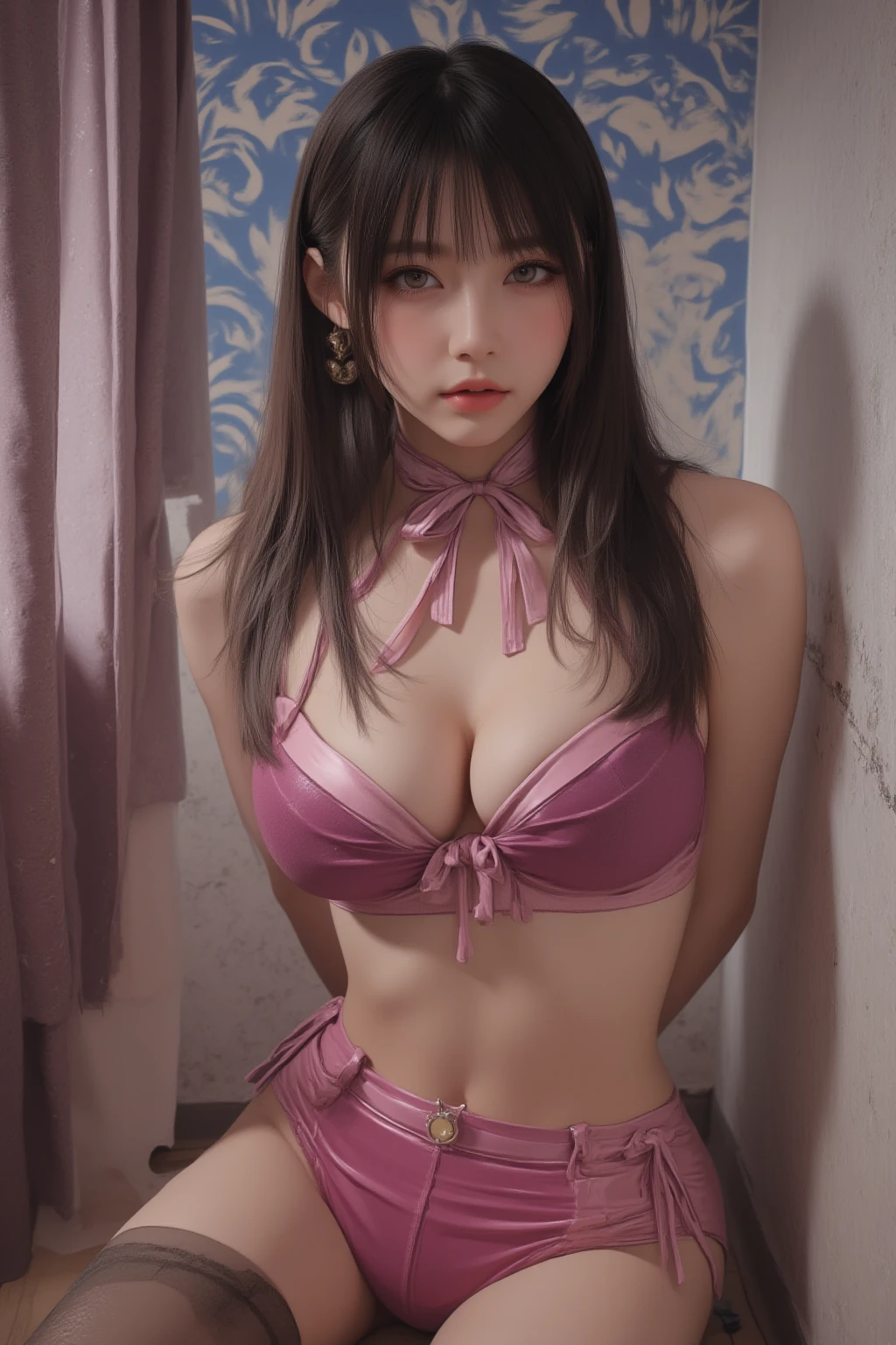 ((mature woman)) (((solo))) (((sweating, sweat, wet, tired, soaking wet))), angry, (((perfect eyes, round face, round eyes, puffy cheeks, pink lips, blush, black eyeliner, pale skin))), symmetrical eyes, perfect hands, symmetrical hands, symmetrical fingers, ultra realistic 8k cg, picture-perfect face, flawless, clean, masterpiece, professional artwork, famous artwork, cinematic lighting, dark cinematic bloom, perfect face, beautiful face, beautiful eyes, ((perfect female body, narrow waist)) blue eyes, choker (((white top, pink panty, outside evening, sporty, jersey, white sneakers, court, wet towel))) ((((wet breast, small breast)))) ((red hair, messy hair, long hair, shiny hair)) (intricate detail, delicate pattern, sexy, charming, alluring, seductive, erotic, enchanting, hair ornament, necklace, earrings, bracelet, armlet, watch) (((walking action, legs spread))) ((evening)), spotlight((knee socks))
