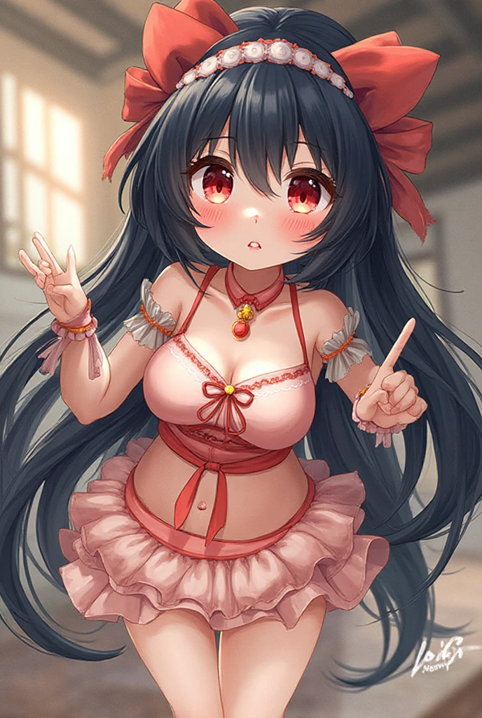 ((masterpiece)), ((Best Quality)), (Ultra-detailed), ((kawaii)), Cute, (lovely), ((Sexy)), (Ero:1.3), ((Extremely detailed)), 4K, (8K), Best Quality, (Beautiful), Illustration, Anime style, Painting, Dynamic Angle, Cowboy Shot, from wildcard, Drama-style Japanese-style room, (rub one's chest:1.4), (Poses for erotic photo albums), Gradation, full body focus, Cute little girl s, 1girl in, Solo, Japanese miko costume, black hair, Beautiful random colored eyes, ((Beautiful eyes)), White-skinned, Random hairstyle, Buttocks, (Colossal tits), (Ashamed), Troubled expression, (red blush:1.3), Sweat, sparkling effect, Lens Flare, shiny-glistening, gleaming