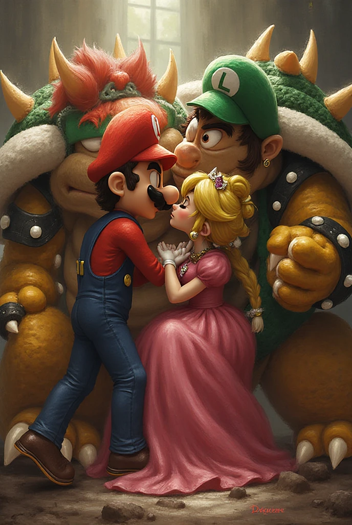 Bowser grabbing princess peaches 