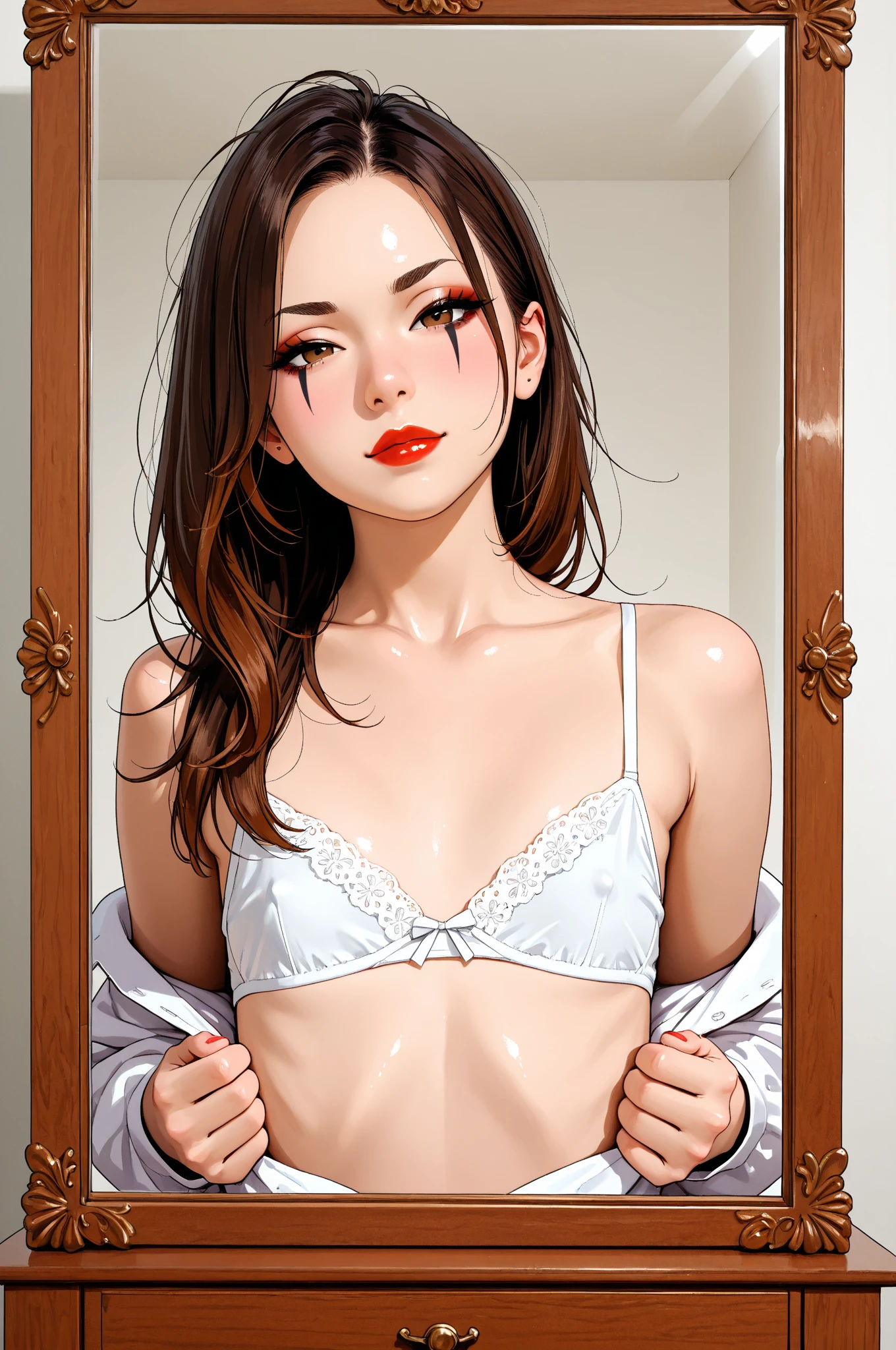 40 year old woman, Sexy milf, brunette, by the wide, fresh out of the shower, covered by a small towel, wet hair, cara de Surprise, desnuda low la toalla blanca, wet body, at the door of the apartment, knocks on the neighbor's door, huge tits, marked nipples, sexy, extremely detailed eyes and face, ultra detailed, clear skin, 8k, masterpiece, Best Quality, photorealistic, ultra detailed, (Pobelli), realistic skin textures, huge tits, looking at the viewer, (Surprise: 1.2), low Boobs, low , movie light, facial focus, huge ass, muscular legs