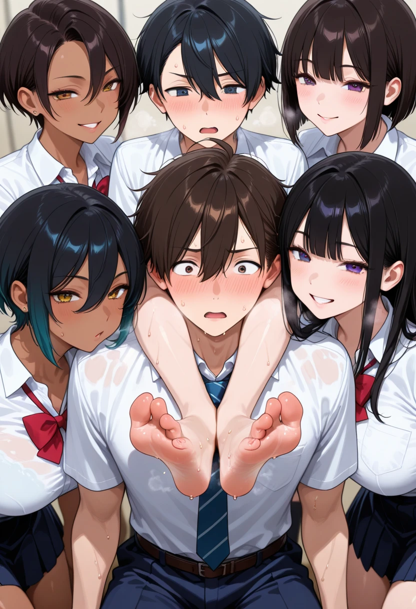 Recording Screen、Nudist track team member's winning run、A lot of close elementary school boys hugging each other、surround each other's face、(((Laughter and joy)))、in group photograph、Hand group selfie、New Year'natta、