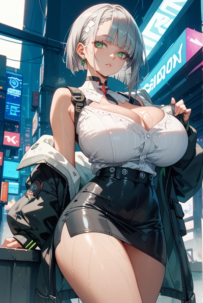 {}+++(1girl, solo female, solo, solo focus, milf,big ,) {}+++++++++++++, big ,  niples, pelvic_curtain, revealing clothes, cleavage, , brown_hair, jacket, gloves, 1girl, sky, necktie, yellow_neckwear, riding, shirt, outdoors, vest, bangs, day,  police milf, smile, white_shirt, blue_sky, standing, dress_shirt, shoes, short_hair, blue_jacket, city, from_side, looking_down, headwear_removed, straddling, oldschool, black_footwear, patlabor_uniform fro  milf woman, gun, blue_background, shadow, white_gloves, mecha, science_fiction, blue_pants, boots, bowtie, holding, looking_away, open_clothes, black_neckwear, closed_mouth,  milf police woman, open_jacket, blazer, wing_collar, cloud, looking_afar,