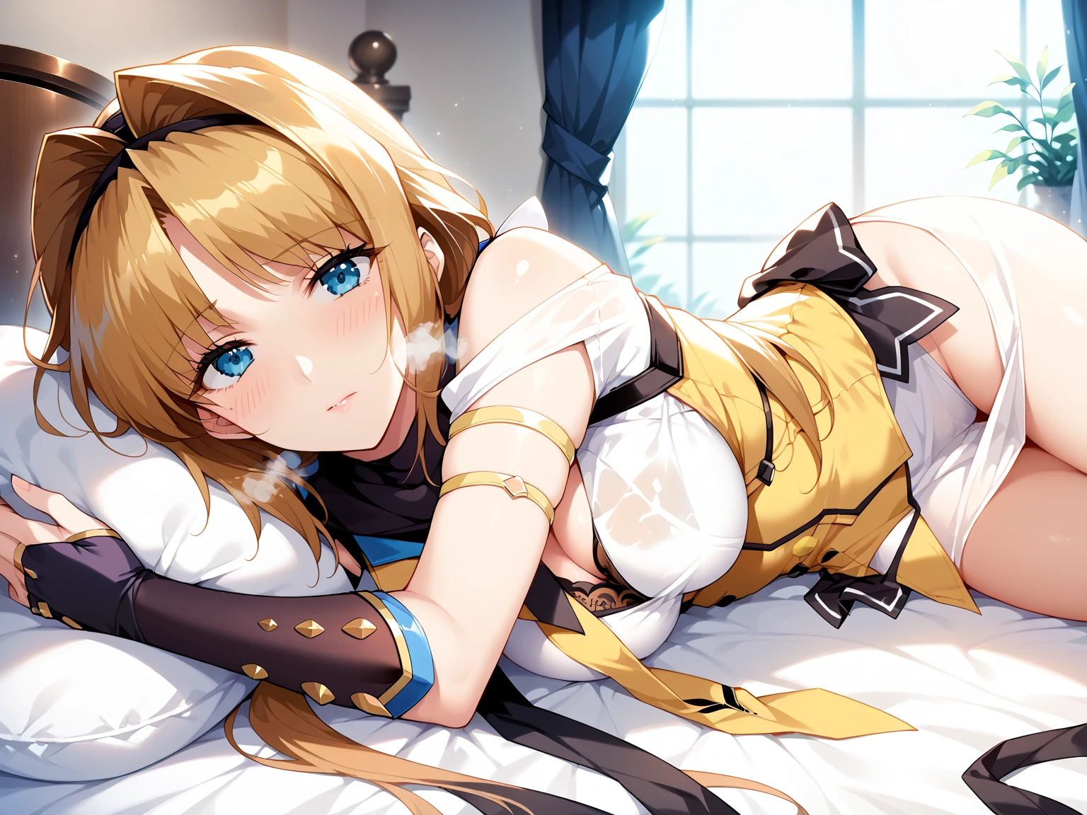 (hyper extreme detailed),(masterpeace),(hyper extreme),(photorealistic),CG,llustration,novel illustration,1girl,TAKAMORI_HARUKA,ninja,white miniskirt, yellow cloth,white legwear,sfw, <lora:TAKAMORI_HARUKA_v4:0.8>