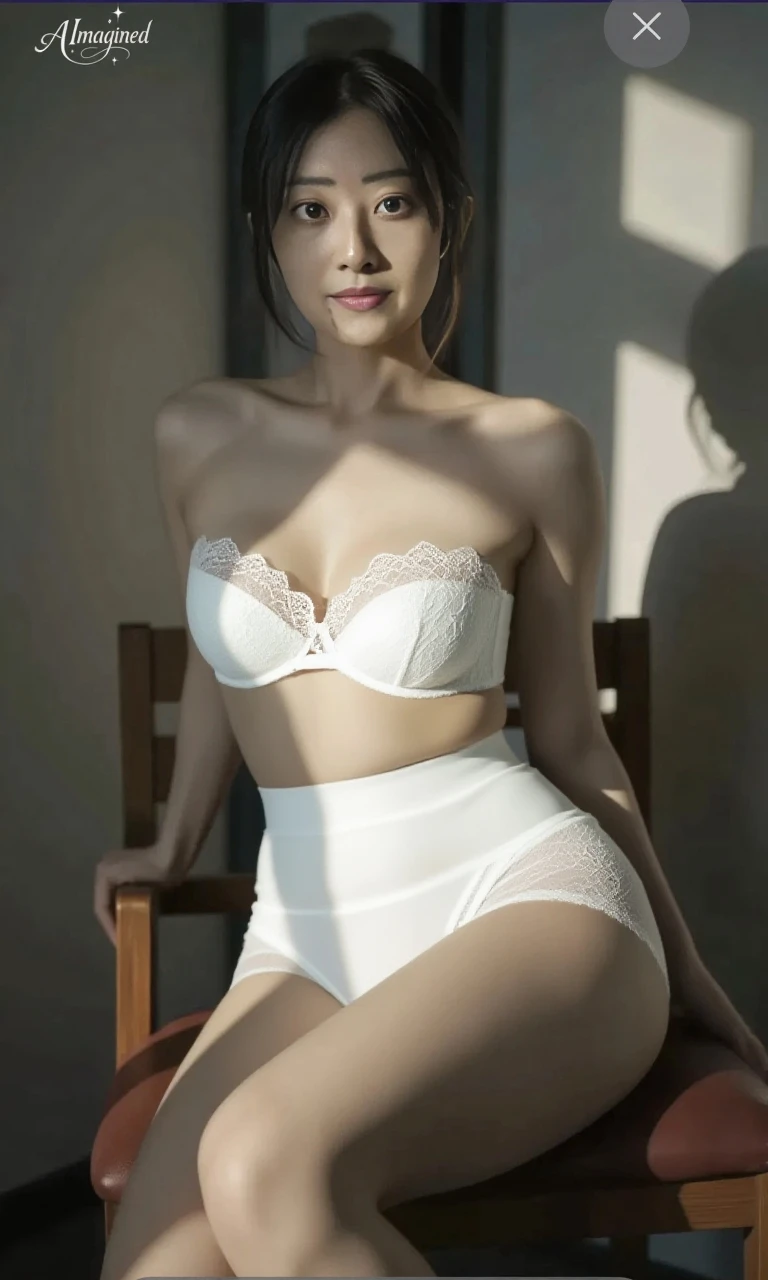 Vogue style side view photo shoot of malay 20years old young woman wear lace white ((bra and panties)) and panties with pastel colored background in Wes Anderson style, detail skin texture, detailed face, saggy breast, dark , camel toe, heavy big breast, big round ass, wide hips, thick thighs, beer belly, curvy, view from side, hyper - realistic photography, Wes Anderson style, full body, 8k, close - up shot, extreme close - up photo, ((looking at viewer)), wavy black hair