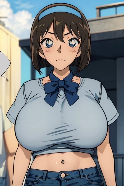 masterpiece, 16K, Japanese, 1 female ,60 years old ,(((Cleavageの見えるワンピースドレス、Cleavage:1.2))) ,(Huge :1.5) , Realistic, double eyelid, Textured skin, 1080P, Canon, 8K, Very detailed, Accurate, Highest quality、impatience、Sweat:1.5、blush、Embarrassed face、smile、（Tight waist、Big ）