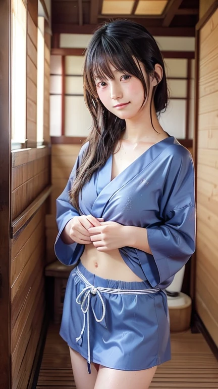 {{masutepiece}}}, {{{Best Quality}}}, {{Ultra-detailed}}, {{Extremely delicate and beautiful}},、Supreme Beauty、(Authentic skin texture:1.3)、huge udder、Picture-perfect face、(Cute Japan Woman:1.5)、((Perfect female body))、bath robe, Onsen, side lights,((I can almost see the chest))、((pantiy)),Sportsbra