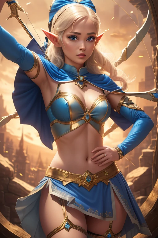 An illustrated movie poster, hand-drawn, full color, a teenage elven girl, wearing a loincloth, resembles Natalie Dormer, sun-tanned complexion, very tall, athletic body, hourglass figure, curvy, slightly chubby, bottom-heavy, generous hips, massive bubble-butt, long legs, ridiculously thick powerful thighs, azure blue eyes, long pointy elf ears, platinum blonde hair, long loose waves, posing in a bathhouse, wet glistening skin, hard shadows, graphite shading, stencil marks, airbrushed acrylic paint, masterpiece, in the style of Skyrim