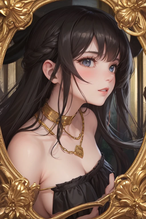 An  obese man, eating cake, , with his face buried in the cake, as a dominatrix stands over him with a whip.