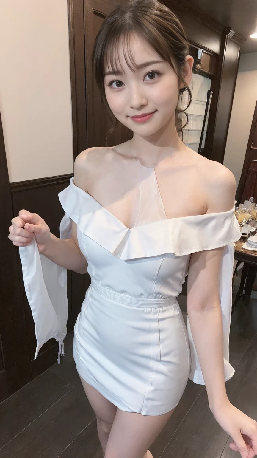 (The skirt is so short that you can see the obscene and popular hostess:1.5),(誘惑する美しいAge 19のcabaret club美女1.2),((Super Detailed))、(Painted with Perfect Details)、(Detailed handshakes) 、(Finger Details)、(amazing )、realisticmasterpiece、最high resolution、Super Detailed、Film Light、Water energy waves、high resolution、very detailed))、detailed background、8k、DSLRcamera、Soft Light、high resolution、film grain、Fujifilm XT3、shallow depth of field、ナチュラルSoft Light、(masterpiece,RAW Best Photos: 1.2), (Best Photos: 1.4), full body, Heeled shoes, Age 19,glamorous,adult woman,adult shop,Feminine Female ,beautiful cute Japanese face,Beautiful Woman,大人のSex appeal,Sex appeal,Gentle Eyes,kind eyes,Beautiful and glossy lips ,Dimples,可愛いDimples,smile,stare,(( Beautiful Womans with 1 perfect limb)),(Small Faces,round face,dark-haired ,Bang,Bangぱっつん,Hime hair,Hairstyle with a good view of the neck ,upscale hairstyle,Elegant hairstyle,Tiara:1.0),((Hime hair:1.0)),(Young body,slender body,Delicate Body,slim body,BIG BREASTS,big boobs:1.2),((上向の張りのある上品なbig boobs:1.8)),(Underboob:1.5),thin neck,small shoulders,thin arm,Thin Arms,Thin Arms,(Flat Belly),Waistline,(high waist,Short waist),(thin legs),((丸いとてもBIG BREASTS: 1.2)), big boobs,Beautiful Breasts,Shining Breasts, center of chest,(one-piece off-shoulder hostess dress:1.8),The skirt is short enough to show a single pair of,No laces,shoulder out,sheer through,Fabric silk,Pink,(ミニskirtキャバドレス),(パンティーが見えるほどskirtが短いです:1.5),(Pinkのミニskirtドレス,Sleeveless,Off Shoulder Dress,thin cloth fabric, Dress Outfit to Be Cuddled,Seductive Outfit,chest exposure,attractive costume,embroidery, transparent fabric,slids for underwear,thin legs),Realistic texture of clothes,Thin Fabric,Soft fabric,thin cloth fabric,see-through,((skirtリフト,skirt:1.2)), high waist, standing pose,立つ with legs apart,((立つ with legs apart:1.2)),standing pose,spread her legs,spread her legs, Beautiful 若いer man with perfect face, camera, (High Leg Panties),realistic, white skin,(sweat:1.2) ,Indoor,cabaret club,cabaret club店内,gorgeous night shop,High-end store,A luxurious interior,Night Time,dark room,Lights out,chandelier,Luxury Glass,Noble Light Up,angle of view from above,high angle,(((nsfw:1.8))),