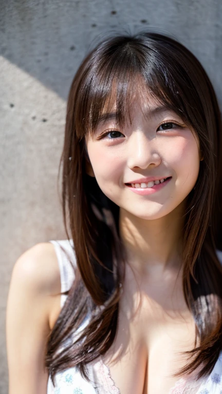 Highest quality、Ultra-high resolution、(Photorealistic:1.5)、1 girl、White T-shirt、(Brown Hair:1.2)、room、View your viewers、Close-up、smile