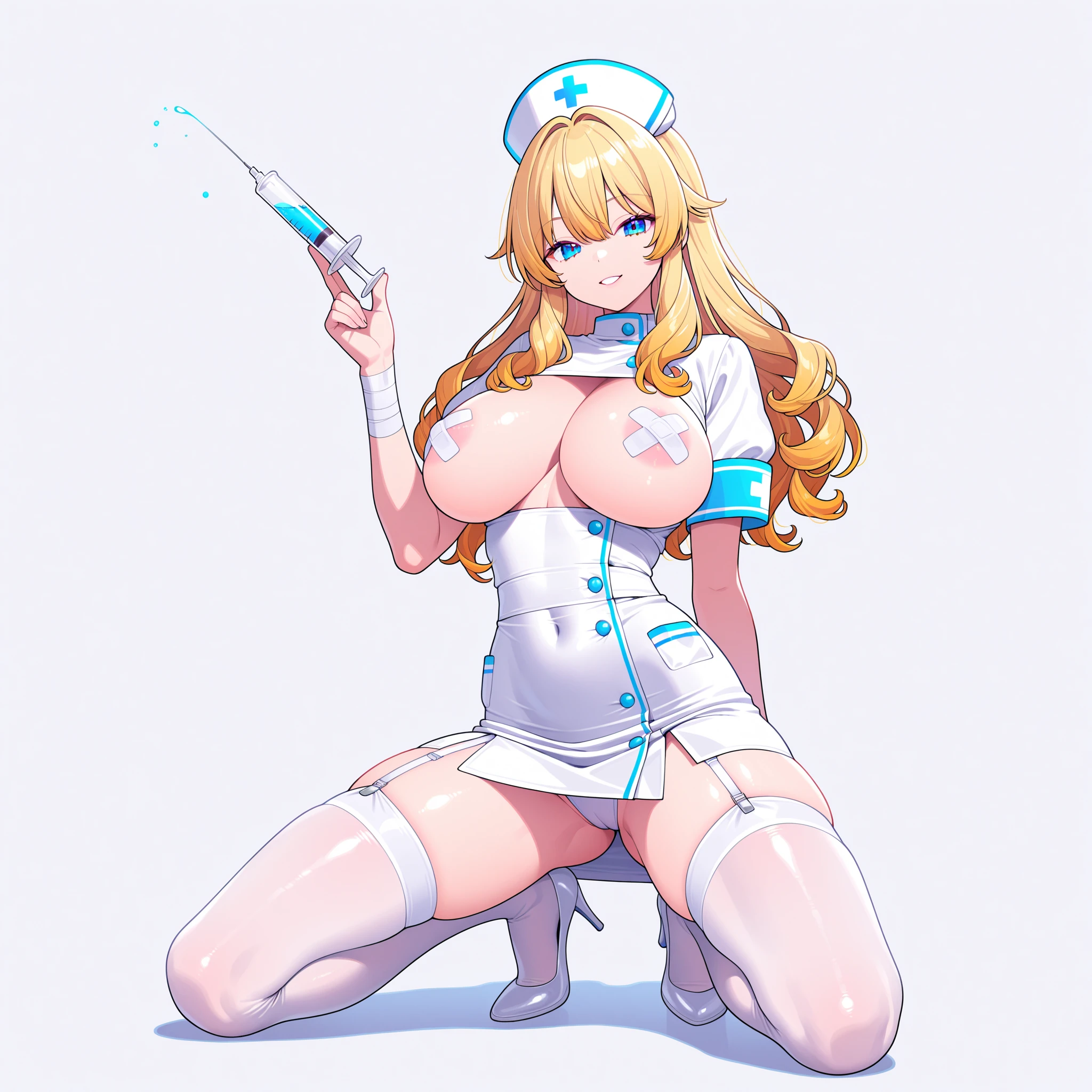 ((best quality,extremely detailed,incredibly absurdres,extremely detailed cg,more details,ultra-detailed:1.2)),NSFW,(((clothed female nude male:1))),(aerial:1.2),(from_above:1.1),
1girl,shiny_skin,collarbone,thin,thighs,((hollow eyes:1.2)),yellow eyes,blonde hair,exquisite eyes,eyebrows_visible_through_hair,(golden drill bit curled princess curled long hair),medium breasts,cleavage,navel,
(bridal_veil:1.1),(lace-trimmed_sleeves:1.2),(White lace over-the-knee socks:1.1),(wedding_band:1.1),torn_thighhighs,
((lying:1.1)),on_back,looking at viewer,hetero,(scared:1.1),((flustered:1.2)),blush,sweat,((heavy_breathing:1.2)),open mouth,((tears:1.1)),pillory,pubic hair,pussy,vaginal,( petpeeing:1.1),((pee)),(pussy_juice:1.1),leaking precum,cum dripping from vagina,suggestive fluid,vaginal sex,female fertilization,((excessive cum)),(cum on hair),(cum in mouth),(cum on arms),(cum on breasts),(cum on pussy),(cum on thighs),(cum dripping off thighs),(cumdrip),(dripping cum),
(pov:1.2),((1boy:1.1)),nude,grabbing,(penis:1.1),erection,male pubic hair,inserting into the vagina:1.2,sex,cum,(vaginal ejaculation), white skirt, white stockings, white dress, sexy
basement, iwanaga kotoko, beret, breast milking, milk pump, suction cup on breat, lactating, milk, breast milk, tube, 1girl, solo, only 1 girl