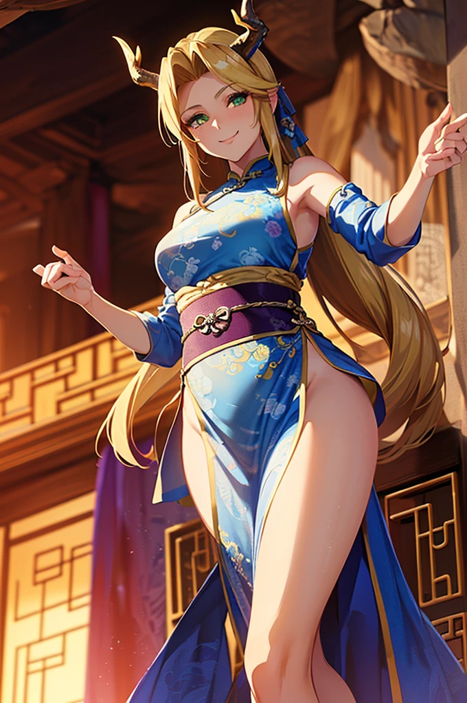 (tmasterpiece、highest quality、Complicated details、super extremist、ultra high temperature、A high resolution、The best shadow、The best lighting、4K)　　once parabrasclav:　golden hut　Beautiful blonde, long life, immortal beauty, excellent skills, harmony with nature, noble culture, ancient race, fantasy work, role-playing game, beauty, elegance, dark wizard girl, magic talent　Humbras　　beuaty girl　mistic　mayfly　transparent old clothes　buttocks see through　on the floor on all fours　Emphasis on the buttocks　Beautiful sitting posture　back to look back. dark magician girl en un paisaje chino