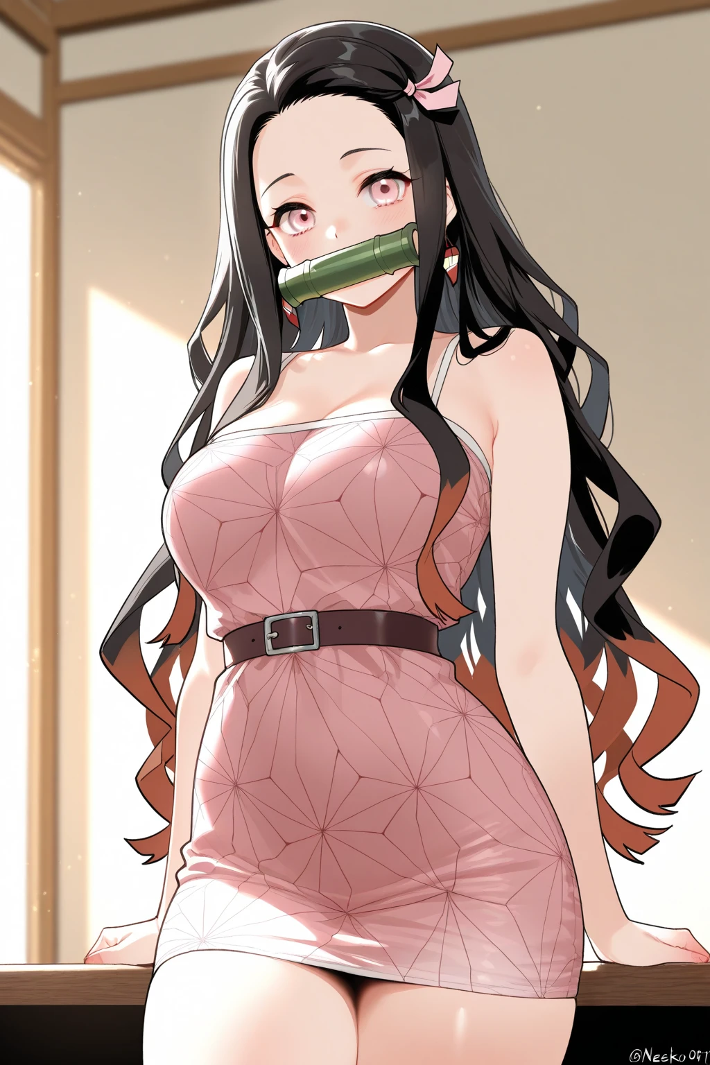 (masterpiece, vibrant, detailed, highres:1.2), 1girl, kamado nezuko, bit gag, gagged, full body, outside, sitting down, (wariza), from above, china dress, high heels, <lyco:GoodHands-beta2:1.3>, <lora:kamado_nezuko_offset:0.8>, <lora:ChinaDressSideless:>