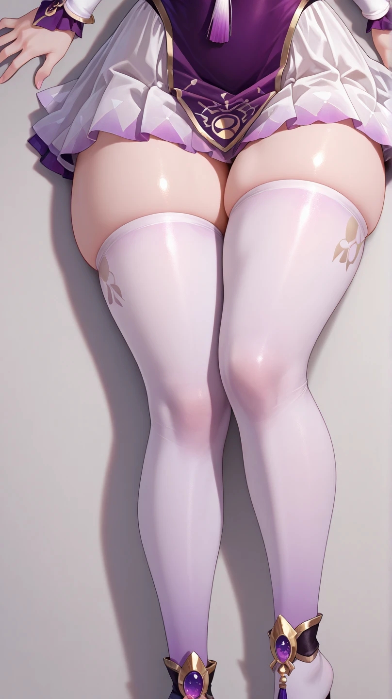 Caucasian punk woman in black shirt and white cotton panties and purple stripe socks, photo realistic, intricate details