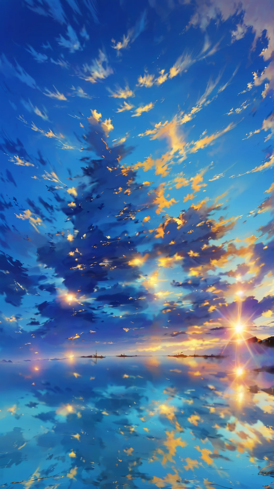 the entire sky is dyed in deep blue、for a short time after the sun sets。
The spreading sky、Like a god々has suddenly silenced the viewer's heart。
the clouds shine like they wear gold powder、that radiates light quietly。
The gold that oozes in the blue、A strange harmony where cold and warm exist at the same time。
Quiet yet overwhelming、clouds that float as if、is filled with sanctity。
before the blue gold clouds melt into the sky、Just a moment、the entire sky is dyed “forever”。