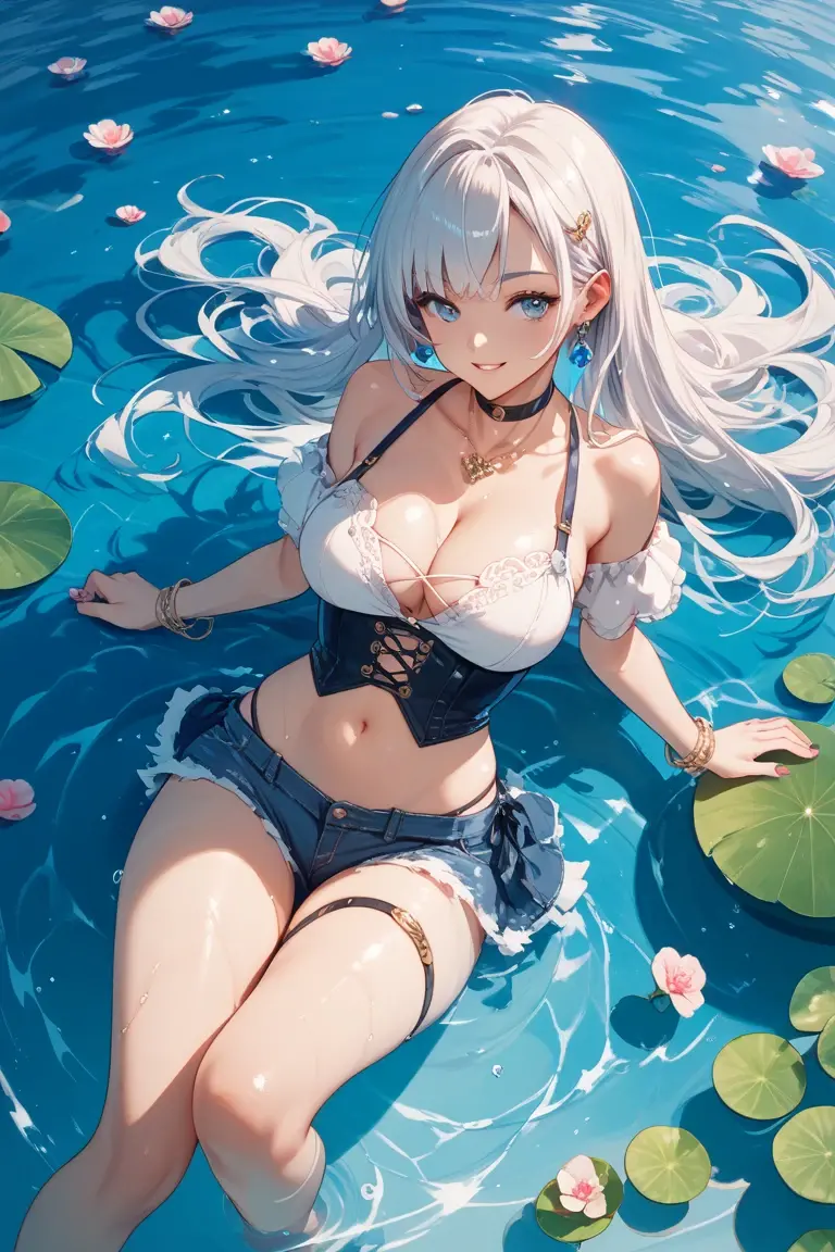 Shenhe Genshin Impact, Iwhole body, (NSTDA.:1.2), (10, beste-Qualit, master-piece: 1.4), ultra-high resolution, (lifelike, photorealistic portrait: 1.48), 25 age, Cute Girl, (Look neatly through the bikini:1.11), Famous Japanese actors, Beautiful breasts, Blue Eyes, Head tilt, cowboy shot, from the side, looking at the audience, expressionless, Beautiful lake, Zeiss 150mm F/ 2.8 Hasselblad, Whole body, foot, Ultra-Wide Angle