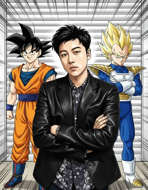 Foto di gruppo con i protagonisti del manga Dragon Ball
