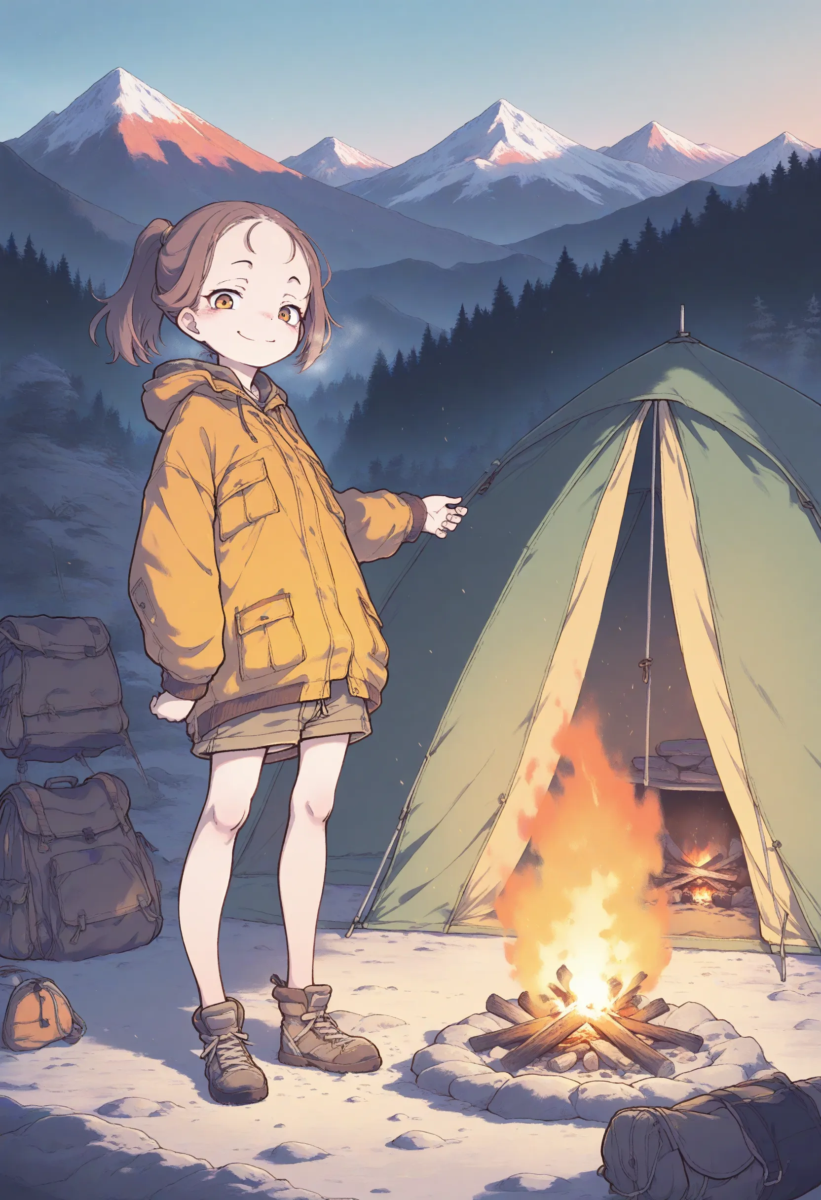 Cô gái Anime đi cắm trại