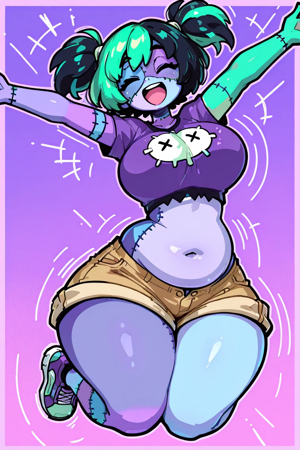 1girl,long_hair,twintails, futanari, penis, green_hair, penis, colored_skin, furry, werewire, rebecca, open_mouth, tongue_out, solo:1.2, <lora:L_Werewire_v1:0.8> <lora:L_Rebecca_v1:0.8>