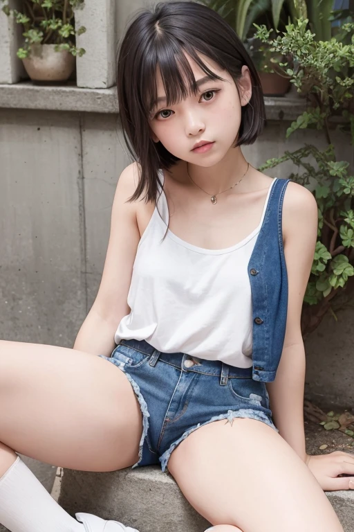 （1 female），12 years old，High resolution， sharp focus， pixiv masterpiece， （（intricate details））， very detailed， Natsukubal， 1 person，defeat， Crestfallen，full body esbian，kneel on the ground， Sweaty crotch，Pee on your feet，Pissing，Urine flows down the thigh，embarrassing，exhilarating， Shocked，panic，anxiety，Small puddles of their own urine form around the feet，Urine runs down the crotch，drenched，rain，My whole body was soaked，（Gestures of appeal），blue colored eyes（eyes shine）， short gray hair，Completely naked，breathe in，view from below，Spreading，M-shaped legs，