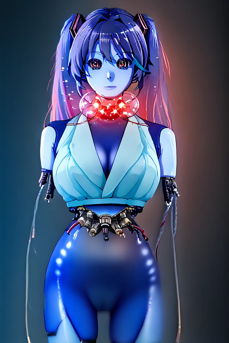 projektmelody, cyberspace, digital, riding motorcycle, solo, masterpiece, ultra hd, absurdres, best quality, full body, pinup, looking at viewer
