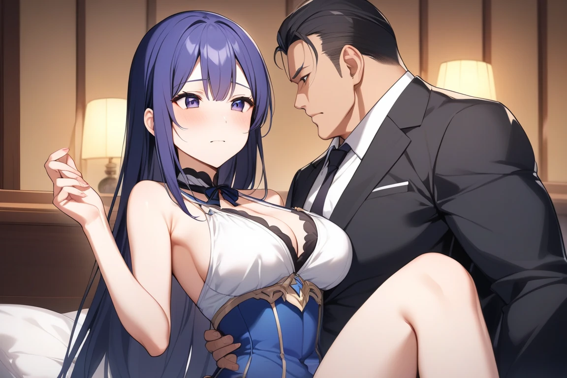 (masterpiece),(best quality:1.6), (ultra-detailed),girl,, random wear,random hair_style and hair_color ,(best quality), (ultra-detailed), 1boy with 1mature female, (wide shot), (sex:1.6),
break,
(boy,evil smile, breast grab, suit, penis,)
break,
(mature female, huge breasts,)