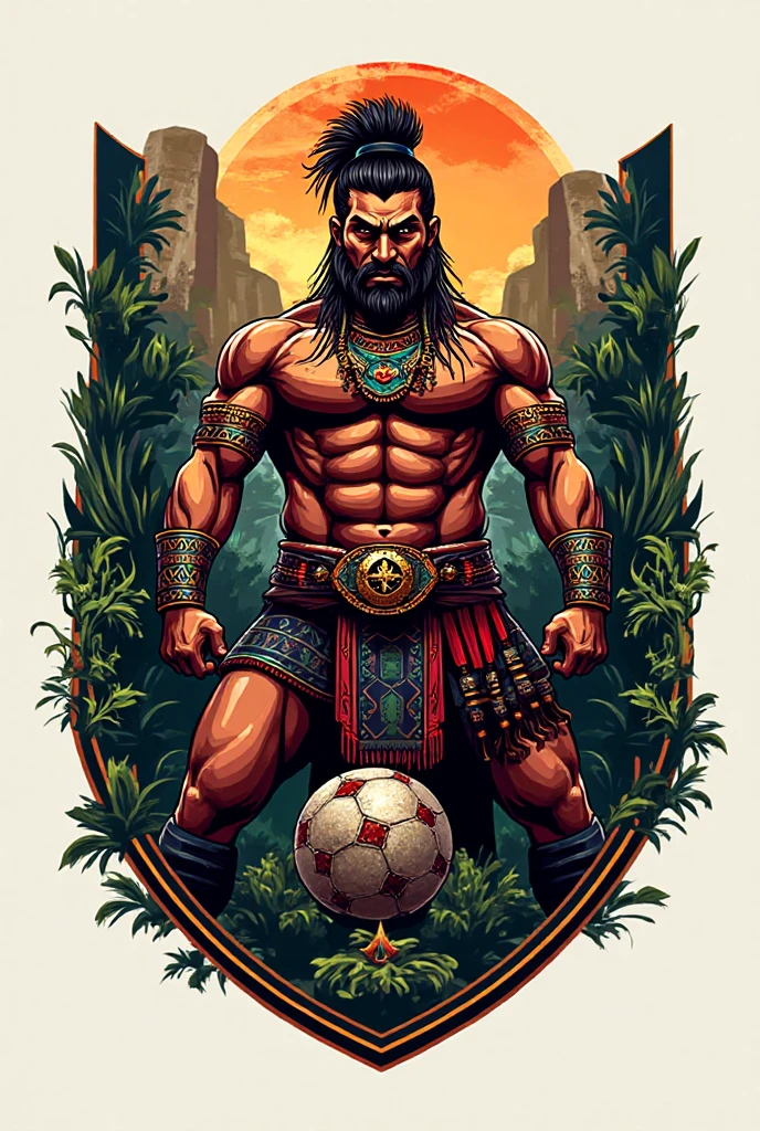 Aztec warrior playing basketball