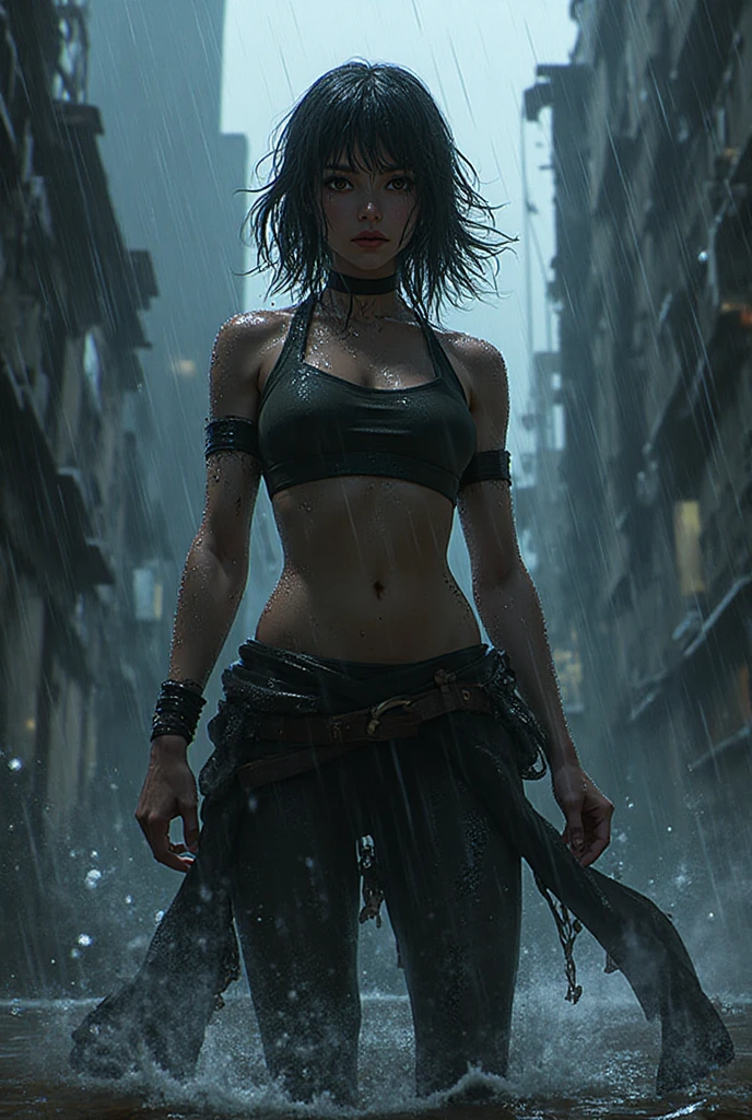 a young woman, ropes coiled around her wrists and ankles, intense expression, dramatic lighting, dystopian atmosphere, moody colors, cinematic composition, highly detailed, realistic, photorealistic, hyper detailed, 8k, best quality, masterpiece
