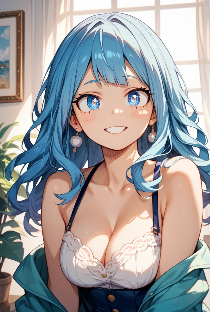 <lora:meinamix_ayaka_v2:0.7>, kamisato, smile, open mouth, blue dress, lying in bed, hugging the viewer, mature, upper body
