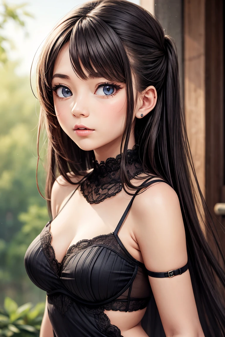 (best quality, masterpiece:1.1), (realistic:1.4), 1girl, upper body, tight crop top,twin tails, studio