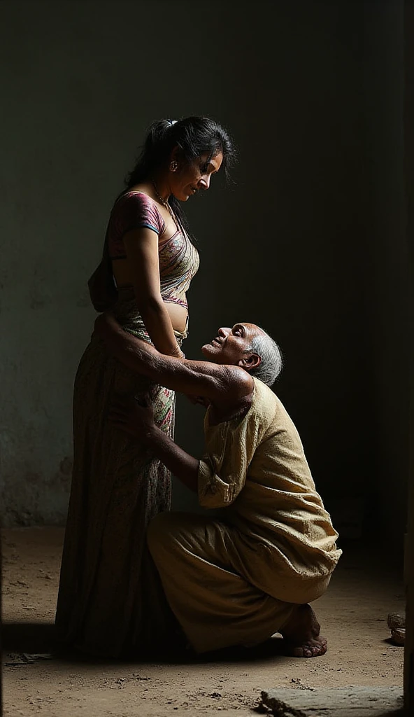 Kurdish  woman talking with a man in village room 