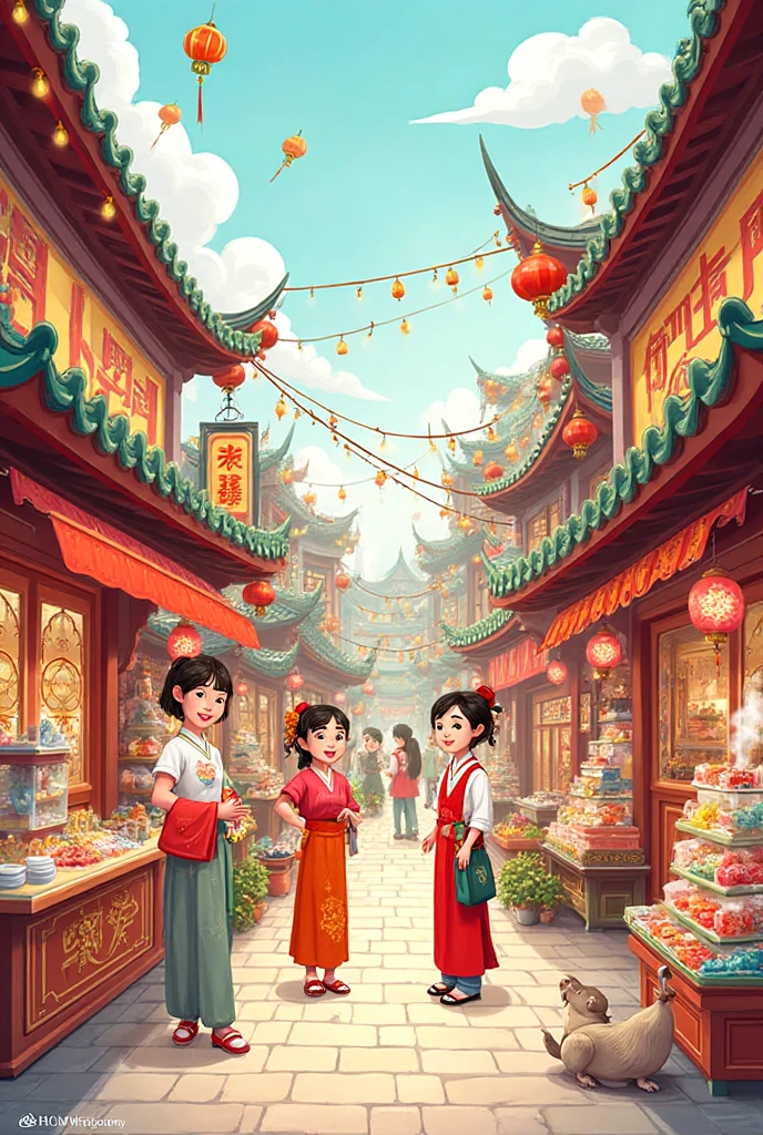 Help design a Chinese-like shop, ask for a cartoon drawing on a simple ...