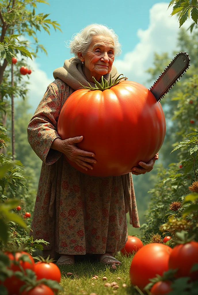 Woman holding a baby in green clothes in a vegetable field，Wearing clothes made of cabbage，1 girl，Fake screenshots，mobile phone screen