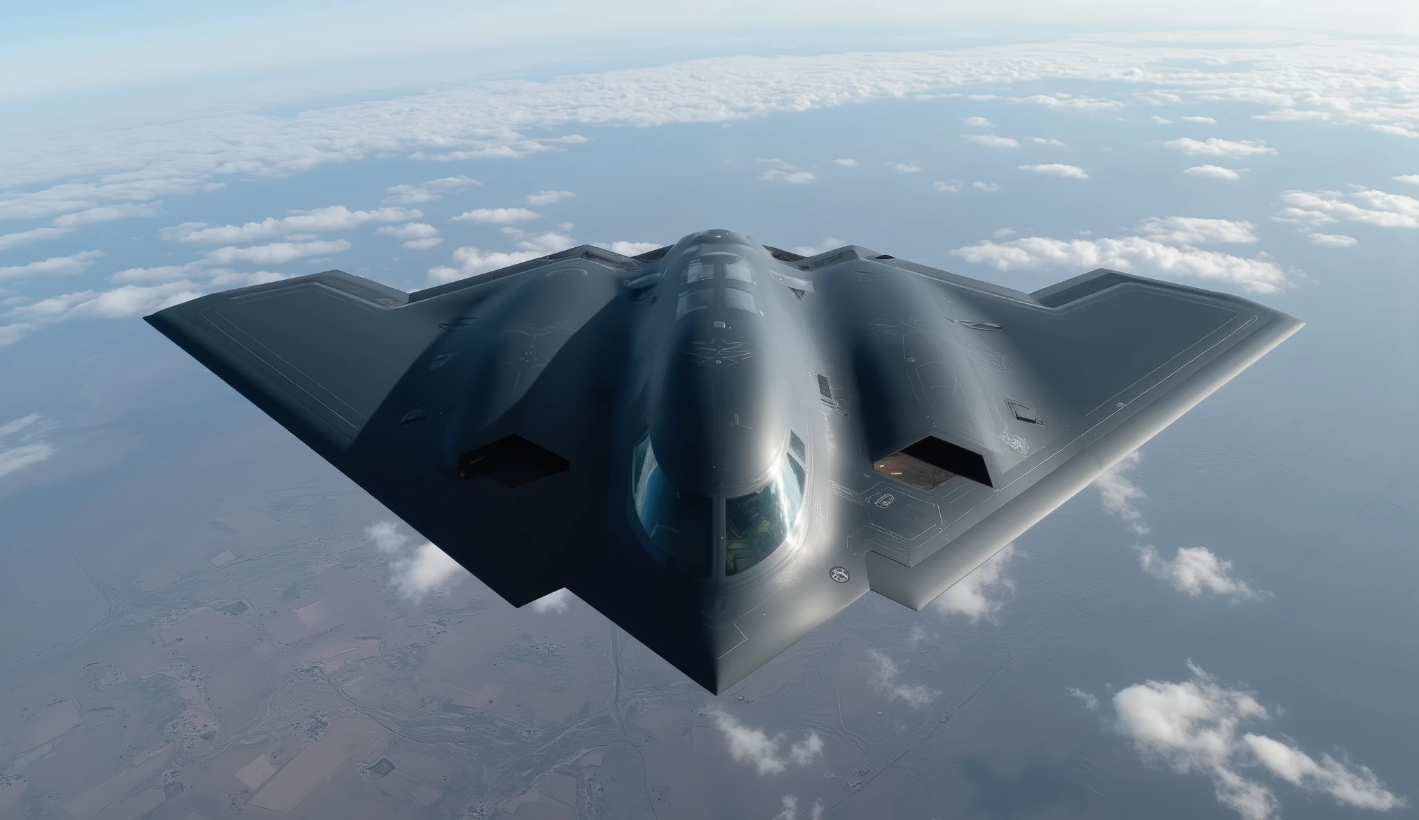 masterpiece, Highest Quality,(6th generation stealth fighter:1.5),Dark Silver,Around、 Countless autonomous drones swarming around,( There is no vertical tail :1.5),( Flat aircraft like a manta ray without a vertical tail :1.5),( There are multiple drones :1.5),( The surface of the aircraft is smooth and there are no visible seams :1.5), Two-engine aircraft with no vertical tail ,Futuristic form,(The cockpit is small :1.5),( There is no vertical tail :1.5).