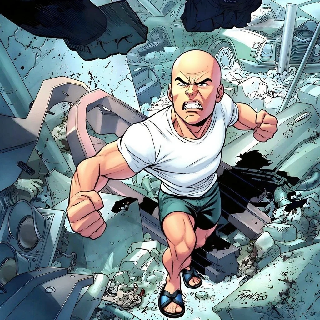 man in the gym at the punching bag, bald head, pink walls
, in the style of lslwd, <lora:lslwd:1>