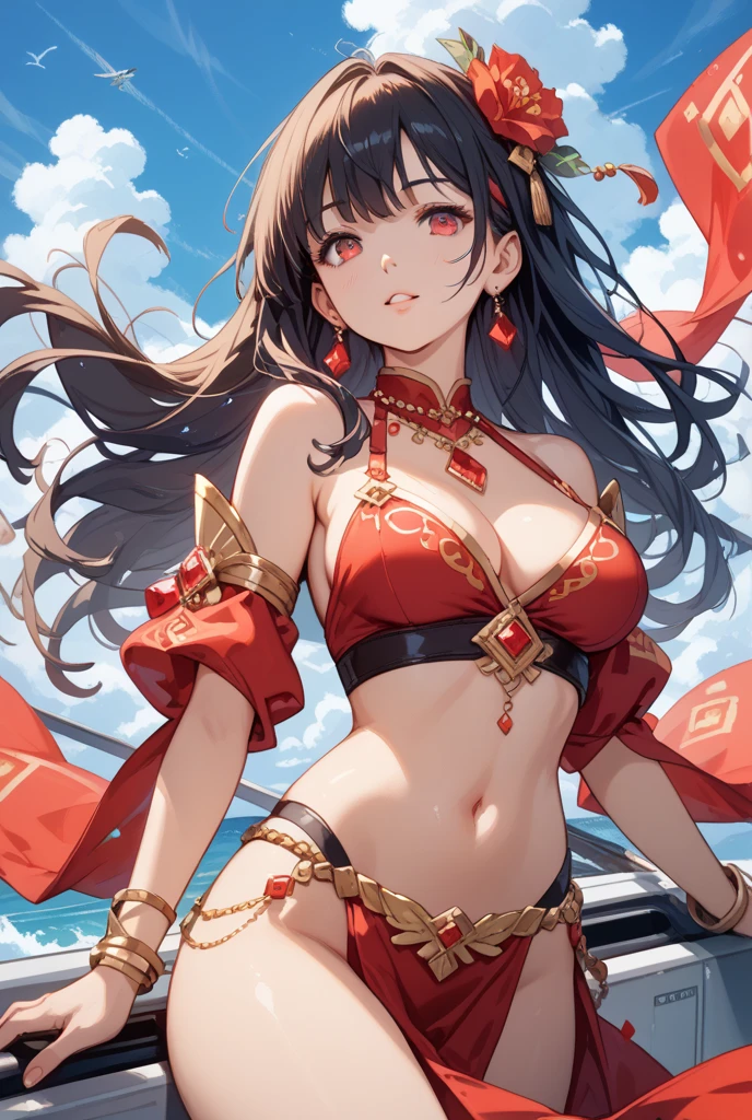 1girl, solo,
<lora:è±ç«:0.8>, sparkle \\\(honkai: star rail\\\), mask, twintails, (black hair:1.1), long hair, smile, choker, bangs, red eyes,
hand on own chest, looking_at_viewer,smile, blush, head tilt, white shirt,
long sleeves, wide sleeves, (covered navel:1.5), white leotard, leotard under clothes, two-sided fabric,
denin,denim shorts, shorts, skin tight, skindentation, short shorts,
outdoors, snow,
<lora:hyperdetailer_v095:0.6>, <lora:outline:0.35>,, weird atmosphere, (best quality:1.1), (masterpiece:1.2), high quality shadow, beautiful detailed, (high detailed skin, skin details), (wide_landscape, 8k), beautiful face, detailed eyes, depth of field, dramatic light, best quality, highres, best shadow, best illumination,