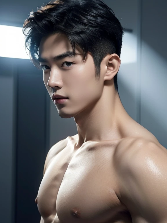 ((masterpiece)),((bestquality)),8k,high detailed,ultra-detailed,photography,award winning,documentary,Original Photo,Realisticity,solo,(1boy;1.4),a male,male focus,silm,Asian,handsome face,Well-Proportioned Hands,Real Skin Texture,White Marble Glowing Skin,model,thick eyebrows,(topless:1.4),(simple background:1.1),Cinematic Shot,<lora:add_detail:0.75>,04.人ç©_ç·æ§é é«®èç©¿è:ç·è£:ç·ä¸èº«04.人ç©_ç·æ§é é«®èç©¿è:ç·çé é«®08.人ç©_表æ
:ç¬ç³»å@,MilanFashionWeek,Kay Nielsen,hard lighting,shadow,fashion pose,coutre-jour