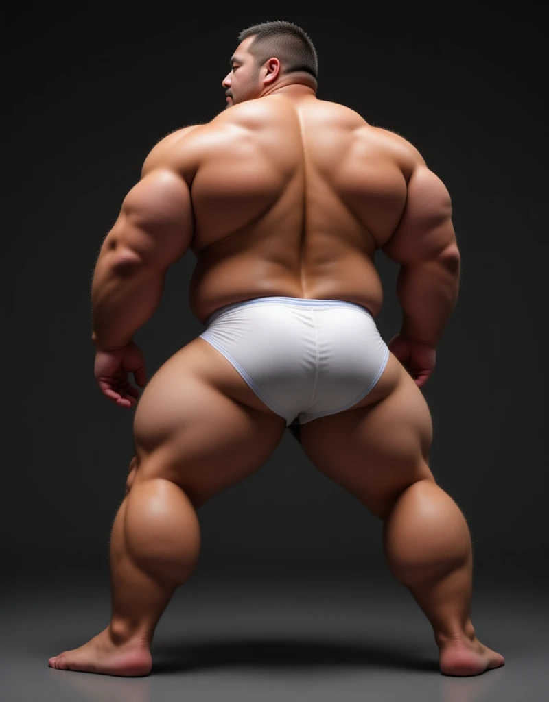 There is only one handsome Asian actor in the photo，35 years old，High target, Fitness，short hair, O-Shaped Beard，Perfect body, Dark skin color，Radiant Skin，Smooth skin，Shiny, shiny skin，Smooth pectoral muscles，No  hair，No body hair，Muscle bulge, muscular, Very large pectoral muscles，Very  abdominal muscles，Very well-developed leg muscles，Huge concave and convex area，Brightens oily skin，Wearing a pink leather shiny thong，Handsome face， Correct and accurate male body proportions, Wear white socks，Lying on gray background。
