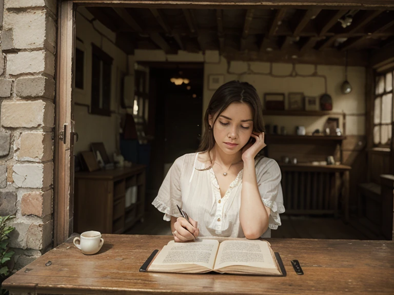 Draw a picture of someone writing in a book