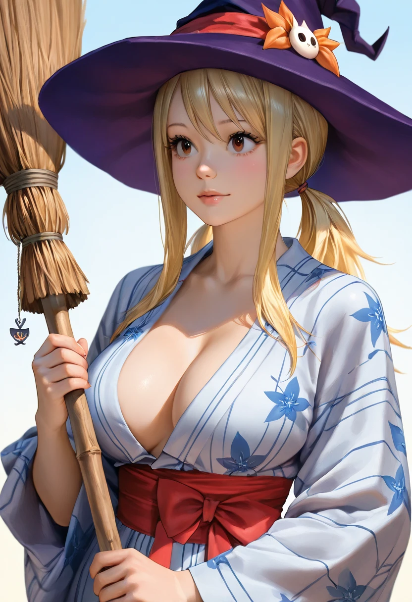 (ultra realistic,32k, masterpiece:1.2),(high detailed skin:1.1),( high quality:1.1),
<lora:nui_sociere_v1:0.8>aanui, long hair, blonde hair, hair between eyes, yellow eyes, witch hat, black headwear, cape, cleavage, bra, clothing cutout, black dress, navel cutout, elbow gloves, black gloves, black thighhighs,,(looking at viewer, portrait:1.1),, huge breast,large breast,<lora:add_detail:0.92>,
(refraction:1.1), twilight haven, twilight skies, tranquil waters, realm of mythical creatures, blurry background,