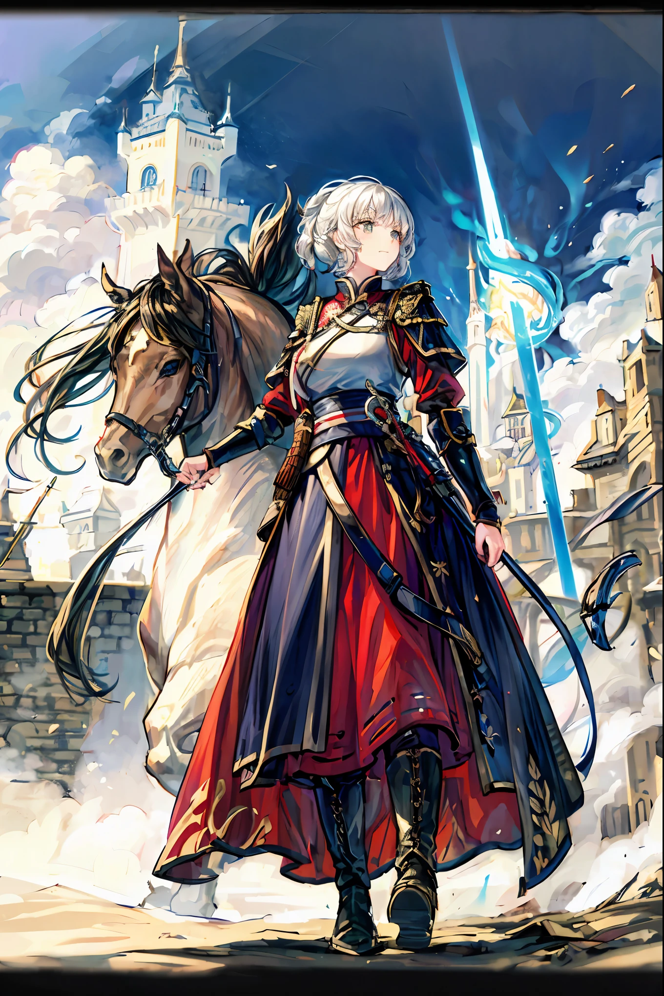 Castle burning、Dancing Fire Powder、Princess of the Traitor's Country、war between nations,槍force,Female commander,Charge,Female Knight,Battle ,Feeling Fast,Journey,is standing,Elegant Attitude,Take command ,Running Horse,,Proud to Be a General,素晴らしい軍事force,Large group,force,dusty ,The army's, ,enterprise ,detachment,plain ,cavalry, almost, European Style Castle