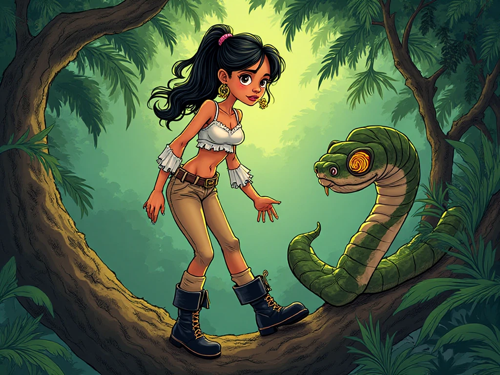 Pregnant Happy , aroused 1girl), beautiful kneeling young teen princess jasmine with giant colossal Kaa monster squeezing her hard, wrapped in thick spiraling coils, constricted, struggle, gasping for air, snake attack, snake peril,