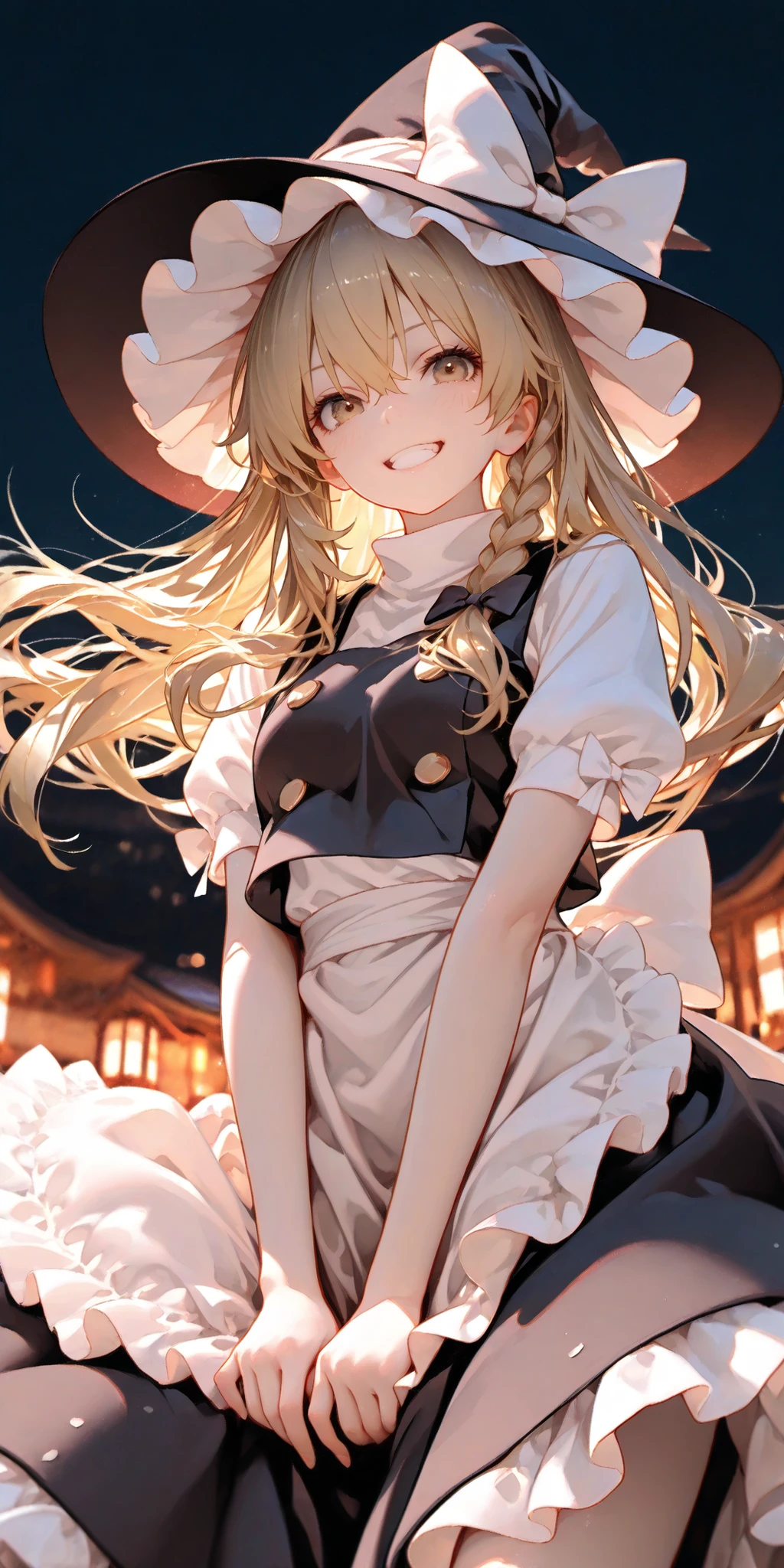 Fluorescent color, growing, Glossy effect, clear contours, bright color, high contrast, dark background, Digital Art、dynamic angle
Marisa Kirisame、、witch hat
Delicate,masterpiece,Highest Quality,detail,high resolution,high resolution,4K,8k,beautiful artwork,watercolor, BREAK, soft, かすかな線とbright color調で夢のようなもろい外観を作り出しています, BREAK, (Touhouproject,marisa kirisame:1.3),(Alone), cute girl with good taste,smile,Dynamic Cute Pose from Above、The Royal Family、mouth closes、apron dress、The star-shaped barrage scattered、Aerial、fly through the sky、Mr.々pose