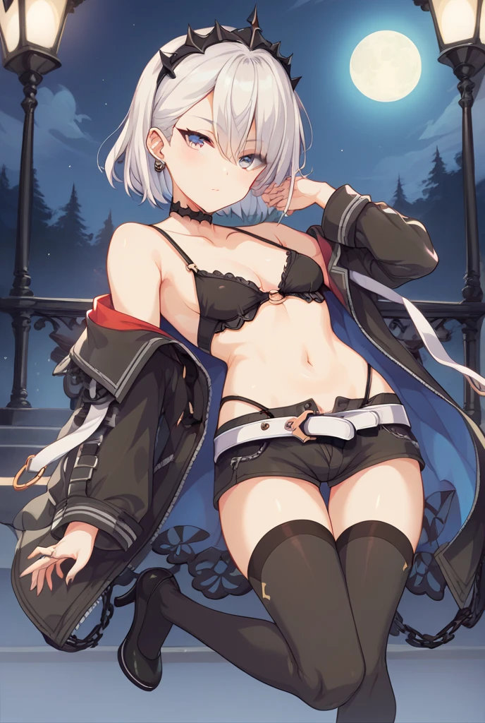 best quality, masterpiece, highres, solo, {tirpitz_azurlane:1.15}, blue_eyes, hair_between_eyes, short_hair, breasts, white_hair, large_breasts, earrings, jewelry, cross, cross_earrings, bangs, 1girl, blush, looking_at_viewer, covered_nipples, pasties