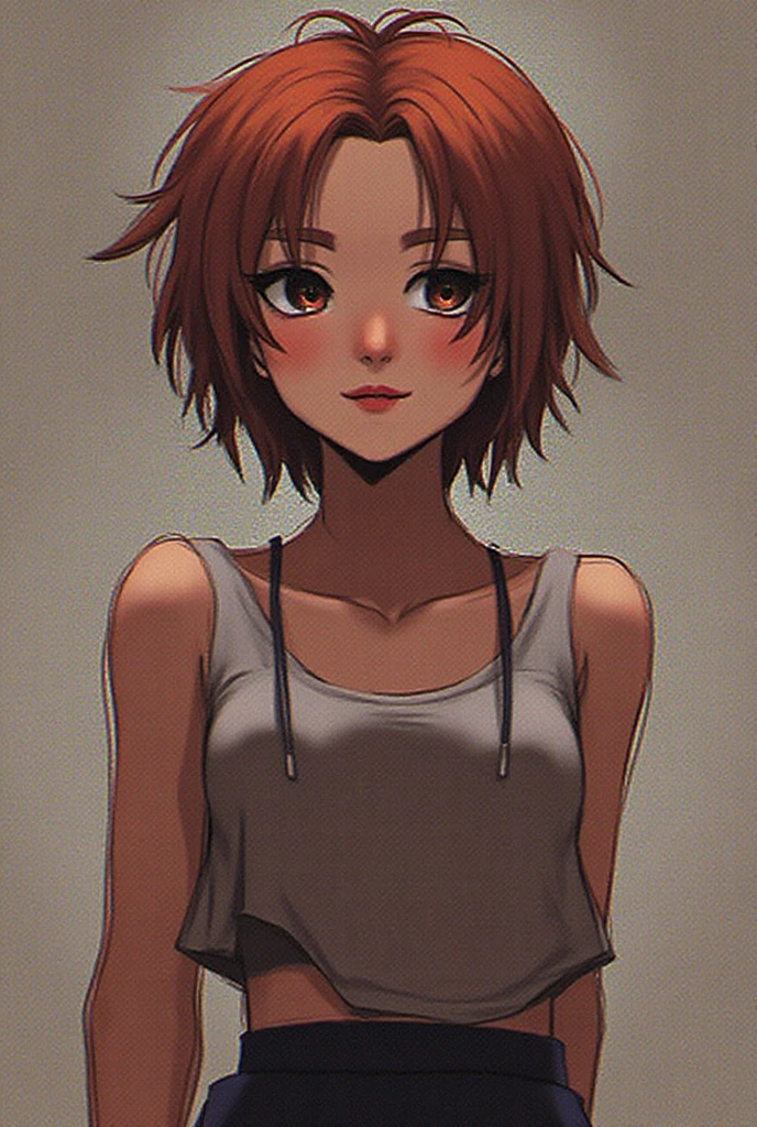 girl, cute, youthful, brown hair, Short hair like a short cut, orange eyes, , , , 