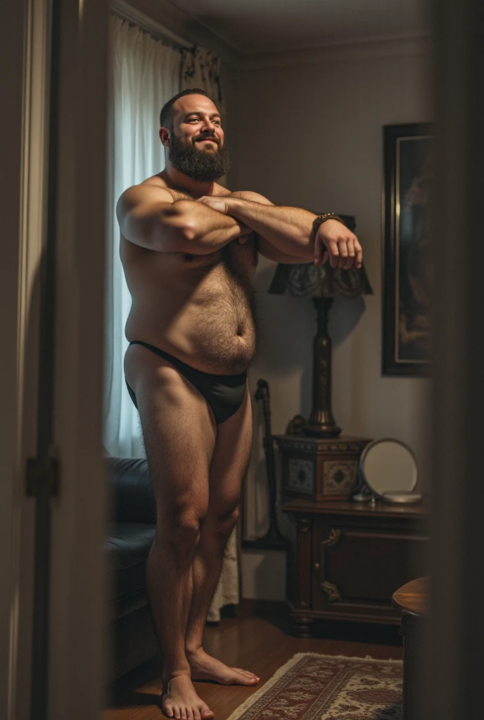Outdoors nighttime summer evening, (masterpiece, best quality), Dark photograph, homoerotic, ((seen from below, pov looking up at)) a average 30yo man wearing bulging red underwear, holding a lit cigarette, (Bara, redneck, hairy chest:1.3), sitting on concrete steps porch of small farmhouse, hazy, smokey, film, accurate proportionate, belly leg thigh calf knees, Photorealistic, hyperdetailed, life-like, sharp focus, ((detailed realistic skin, life-like detailed realistic face:1.1)), accurate proportionate 8k,
<lora:cbp:0.7>,